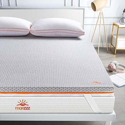Maxzzz Topper Viscoelastico Carbón de Bambú 135x190x7.5cm Topper con Funda Hipoalergénica Infusión Carbón de Bambú Topper Colchón Antiácaros Diseño Ve