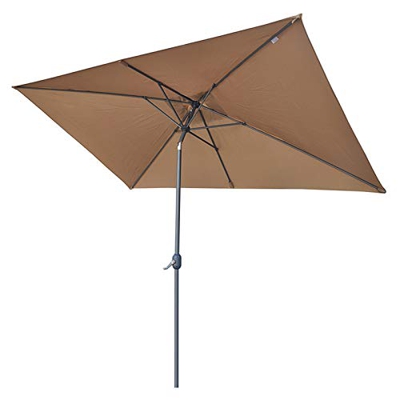 WJWJ Sombrillas Terraza Rectangular 2x2m,Sombrilla Parasol con Manivela,Parasoles Terraza Puede Inclinarse 60°,Protección Impermeable Y UV,Marrón