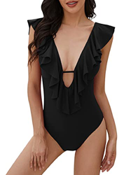 heekpek Trajes de Baño una Pieza Bikini Volantes Sexy Cuello en V Bañadores de Mujer Estampado Tropical Cintura Alta Bikini Sexy Mujer precio