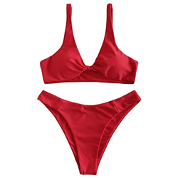 ZAFUL Bikini sexy de corte alto para mujer. rojo M precio