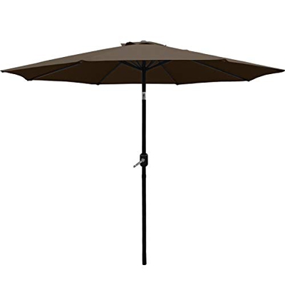 AXT SHADE 2,7 m 9 pies sombrilla de jardín 38 mm Poste inclinable con manivela para Patio/Playa/Piscina Impermeable-café