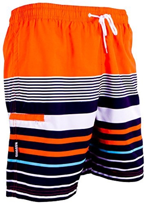 Guggen Mountain Banador de Natacion para Hombre Traje de Bano Rayas Deportivos Short para Natacion Playa Piscina Negro XXL