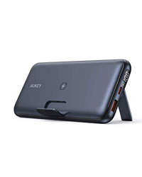 AUKEY Batería Externa USB C, Cargador portátil inalámbrico de 20000 mAh con Soporte Plegable, Suministro de energía de 18 W y Carga rápida 3.0 para iP características