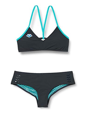 ARENA Damen Bikini Icons Cross Parte Superior, Mujer, Gris Ceniza, 46