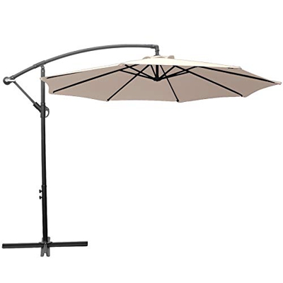 SUNNY GUARD 300cm Sombrilla Excéntrico Cantilever para, Sombrilla Parasol con Manivela, con Base en Cruz, Crema