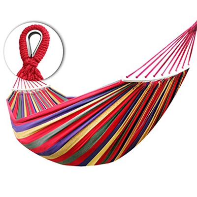 Arvioo Hamaca de Algodón, Hamaca Colgantes para Jardín al Aire Libre Portátil de Lona para Acampar Capacidad de 200 Kg Peso Ligera, con 40CM Travesaño