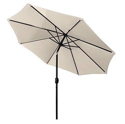 SUNNY GUARD 270cm Sombrilla con botón de inclinación y manivela, Sombrilla con Mástil de Aluminio de 38mm, para Jardín, Patio, Piscina, Crema