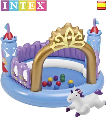 Centro de juegos castillo mágico hinchable piscina Intex 10 bolas + unicornio