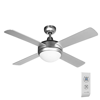 UNIVERSALBLUE | Ventilador de Techo INOX | Luz | Mando a Distancia | 60 W | 106 cm | Temporizador