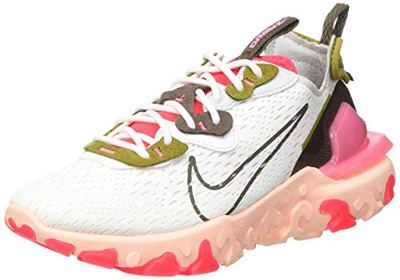 Nike W NSW React Vision, Zapatillas para Correr Mujer, Summit White Ironstone Siren Red Desert Moss Sunset Pulse Photon Dust, 40.5 EU