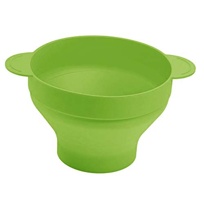 Fenteer Tazón de Palomitas de maíz Plegable Reutilizable de Silicona Fabricante de Palomitas de maíz Plegable de microondas Cubo con Tapa - Green