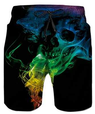 Idgreatim Bañador de verano para hombre, estampado 3D, para playa, surf cráneo XL