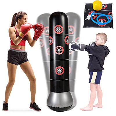 Minterest Saco de Boxeo，Saco de Boxeo de pie para un Rebote inmediato Ejercicio Boxeo Objetivo Bolsa