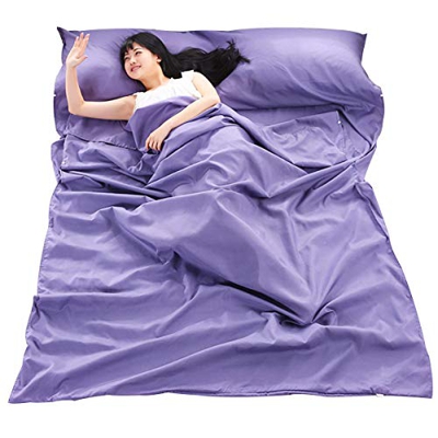 Saco de dormir Liner con cremallera continua para viajes, senderismo, hoteles, picnics/camping sábana bajera para camping, viajes, hoteles, albergues,