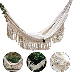 KOZSF Amacas De Jardin Hamaca De Estilo Bohemio para 2 Personas Deluxe Macrame Brasiliana con Flecos para Colgar para Colgar-Blanco_Australia características