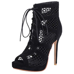 VulusValas Mujer Mode Cordones Botines Sandalias Peep Toe Verano Zapatos Black Size 38 Asiática en oferta