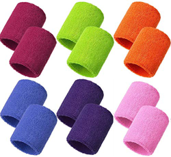Muñequeras Deportivas,Pulseras de Algodón Sweatband 6 Pares Elastic Pulseras Sweatband para Mujeres Unisex Hombres Bádminton Tenis Fútbol Baloncesto C precio
