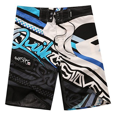 Baymate Hombre Casual Pantalones Cortos Carta Imprimido Bañador De Natación Azul 34