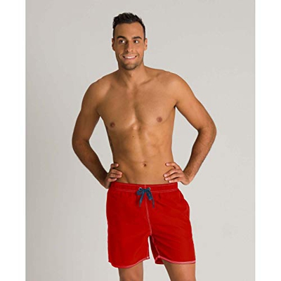 ARENA Bañador Fundamentals Solid Boxer Wood, Hombre, Fluo Red/Shark, M