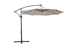 SUNNY GUARD 300cm con iluminación LED Solar Sombrilla Excéntrico Cantilever para, Sombrilla Parasol con Manivela, con Base en Cruz, Crema características