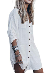 CMTOP Vestido Suelto de Bikini Mujer Ropa de Baño Playa Traje de Baño Vestido de Playa Blusas Chales Bikini Camisolas y Pareos Verano(Blanco,Talla úni precio