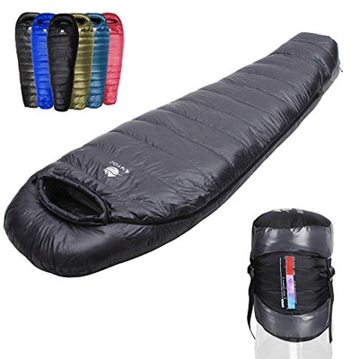 Anyoo Saco de Dormir Mummy Goose Down Ultralight Portable 3 Season para mochileros Senderismo Camping en Interiores y Exteriores para Adultos