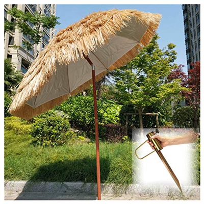 YYQ SHOP Redonda Sombrilla Parasol Paja Hawaii Ventilación protección Solar UV50+,(Natural) Regulable para jardín Beach Piscina Cafetería,Inclinación 