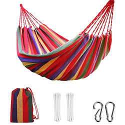 DASIAUTOEM Hamaca Colgante de Tela, 280x150CM Ultraligera Hamaca Colgante, Hamaca de Algodón al Aire Libre Cama Portátil de Lona, 300KG Carga, para Ja en oferta