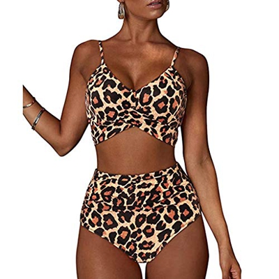 Honestyi Bikinis Mujer Push Up Conjunto BañAdor Sexy Bikinis BrasileñOs Tanga De Tiro Bajo Traje De BañO con Abertura Fruncida Estampada