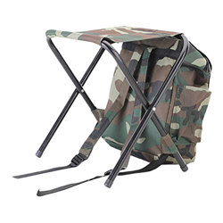 LIOOBO 2 en 1 Pesca Taburete Plegable Silla Dual Usado Paquete de Camuflaje Ligero Respaldo Asiento para Acampar Pesca Viajando BBQ Playa características