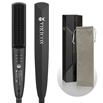 Vikicon-alisador De Barba,cepillo De Barba De Calentamiento Rápido De 30s,mini Peine Alisador De Calentamiento Para Hombres,peine De Pelo Caliente Ión