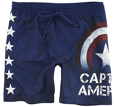 Capitán América Stars Hombre Bañador Azul Oscuro M, 100% poliéster,