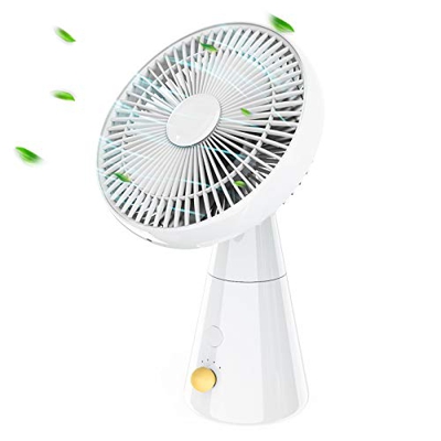 HLHome Ventilador Silencioso Portatil Ventilador de Mesa con 4 velocidades, Oscilación Automática, 10 Horas de Duración de la Batería Ventilador USB p