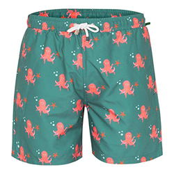 THE COOL CACTUS - Bañador Verde Hombre 100% poliéster de Secado rápido con diseño pulpos - Pulpo Paul en oferta