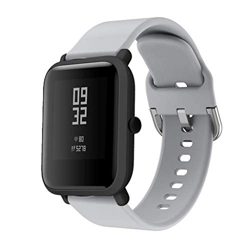 Correas de Reloj de Repuesto de Silicona para Xiaomi Huami Amazfit Bip Youth Watch (20mm, Gris) en oferta