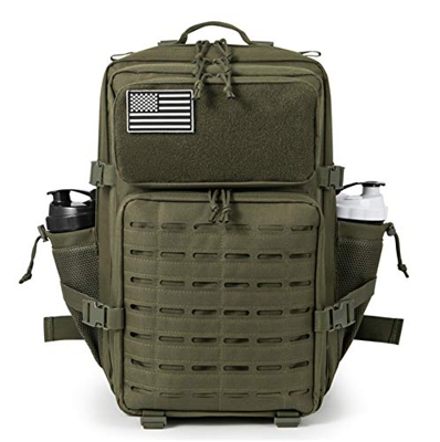 ELITEX Mochila 45L 2021 Táctica Militar Bandera USA Impermeable para Crossfit Caza Aire Libre Deportes Gimnasio Portatil Oxford 900D (Verde)