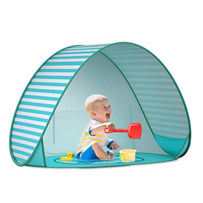SAEYON Tienda Playa Bebe, Pop up Tienda de Bebé con Mini Piscina para Infantil Carpa, Protección Solar Anti UV 50+ Refugio Playa del Bebé, Piscina Sep