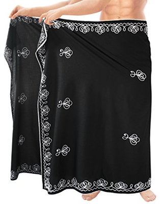 LA LEELA Pareo Encubrir Ropa de Playa para Hombre Sencillo Traje de ba�o del Traje de ba�o Traje de ba�o Halloween Negro