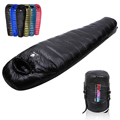 Anyoo 800 Fill Power Goose Down Saco de Dormir liviano Impermeable portátil de 32 F, Cierre con Cremallera para Hacer un Doble, IR de excursión al Air