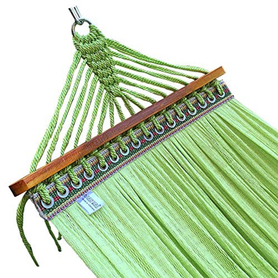 BL Hamaca Trenzada de Nylon con Barras de Madera, Hamaca portátil para Acampar Cama de jardín al Aire Libre para Patio Patio al Aire Libre Playa Picni