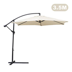 Hengda Sombrilla Parasol Excéntrico 3.5M Jardin Cantilever Sombrilla Mástil de Aluminio con Manivela con Diámetro 48 mm, Protección UV 40+, 100% Polie en oferta