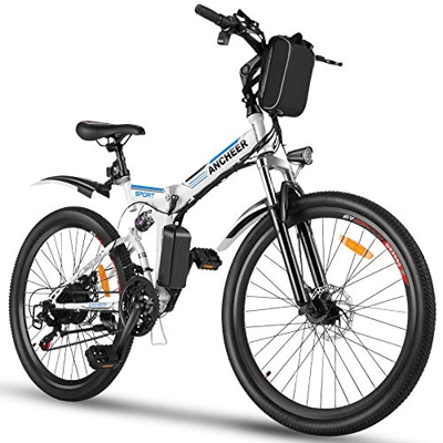 ANCHEER Bicicleta Electrica Plegable, Bicicletas Plegables Adulto 26 Pulgadas, E-Bike de Montaña, Motor de 350 W, Batería de 36V / 8Ah, 21 Engranaje d