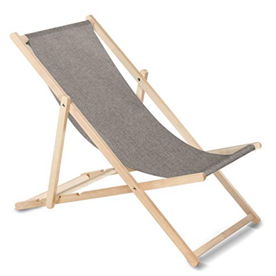 GreenBlue GB183M Tumbona Clásica Plegable Ajustable de Madera Melange (Melange - Gris)