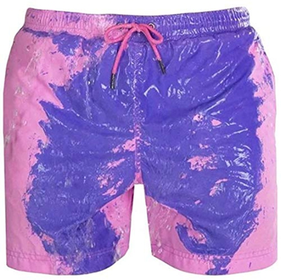 PANOZON Bañadores Hombre Pantalones Cortos Playa Shorts Cambiar de Color en Agua para Verano Vacaciones (Medium, Rosado)