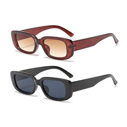 YAMEIZE Rectangle Sunglasses for Women Men 2 Pack 90’s Vintage Driving Square Small Glasses UV400 Protection (Black+Brown) precio