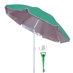 Besch Sombrilla para Playa, Jardín o Piscina, incluiye Soporte de Tornillo y una Percha - Acero e Inclinable con Protección Solar UV50+ (Ø 200cm, Verd precio
