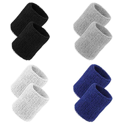 tiopeia 8 paquetes de muñequeras deportivas de algodón, absorbentes para fútbol, baloncesto, tenis, gimnasia, golf, running en oferta