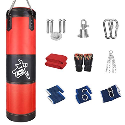 Qooltek Juego de 10 sacos de boxeo huecos con gancho, saco de boxeo para deportes de lucha, saco de boxeo para niños y niñas, niños y adolescentes, fi