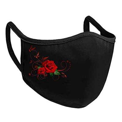 N / B Negro Las_Mascarillas Adultos Algodón Estampado Floral Respirable Adecuado l_avables y Reutilizables No Se Empaña Fácilmente, Se Adapta A La Car