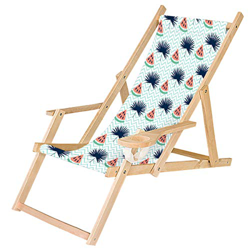 Ferocity Tumbona Plegable de Madera con Reposabrazos y Soporte para Bebidas Silla de Playa Diseño Sandía de Palma [119] precio